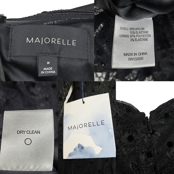 Majorelle Womens Sienna Long Sleeve Black Lace Dot Mini Dress Size M NWT - Picture 8 of 8